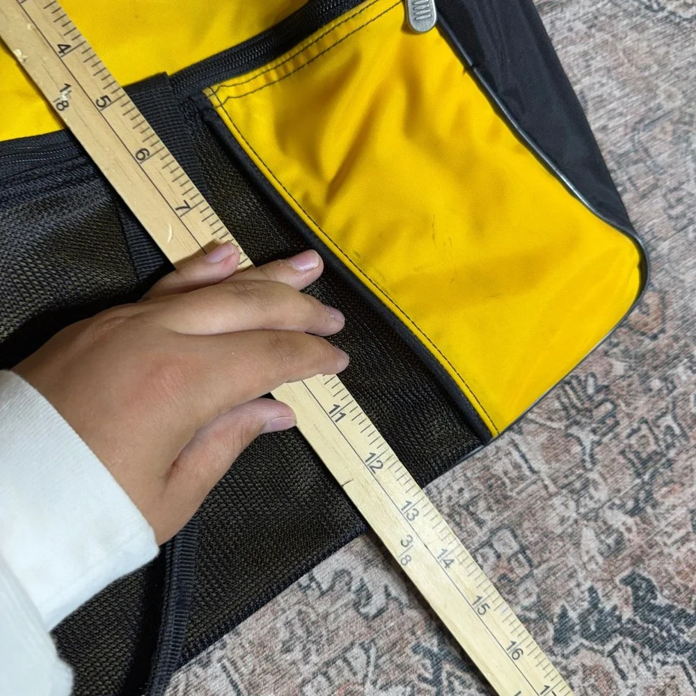 Vintage 90s Nike Duffel Bag Yellow Black Mesh Pocket Gym Travel H0-ECD 0899